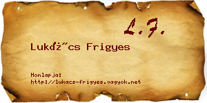 Lukács Frigyes névjegykártya
